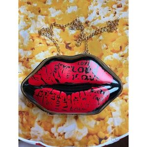 NEW black purse lips purse red purse rockabilly goth rocker bag
